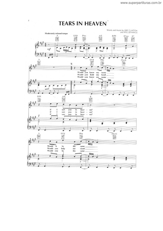 Partitura da música Tears In Heaven v.4