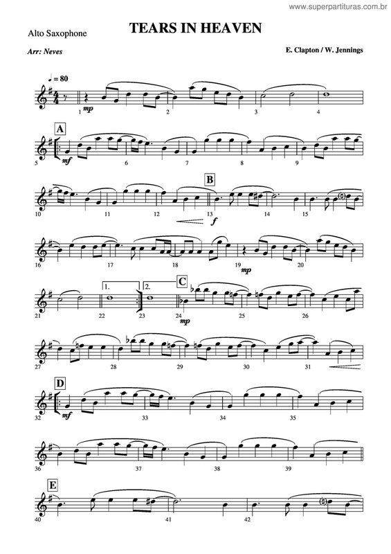 Partitura da música Tears In Heaven v.9