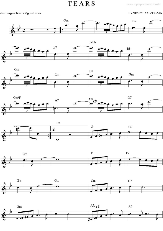 Partitura da música Tears