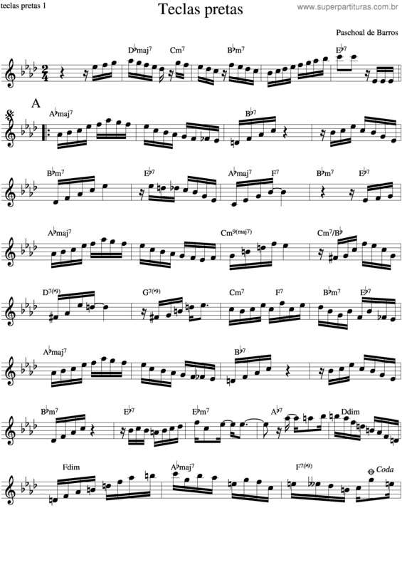 Partitura da música Teclas Pretas