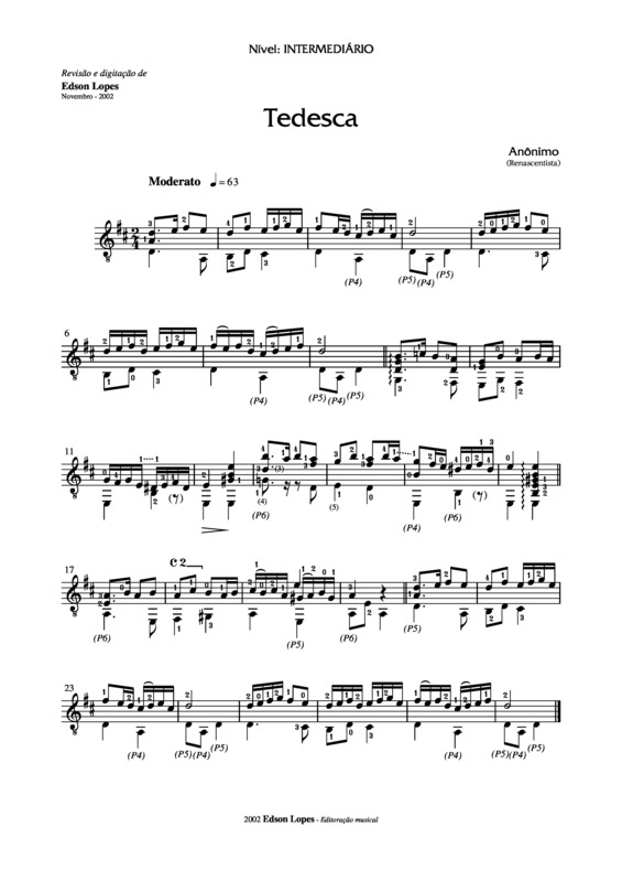 Partitura da música Tedesca