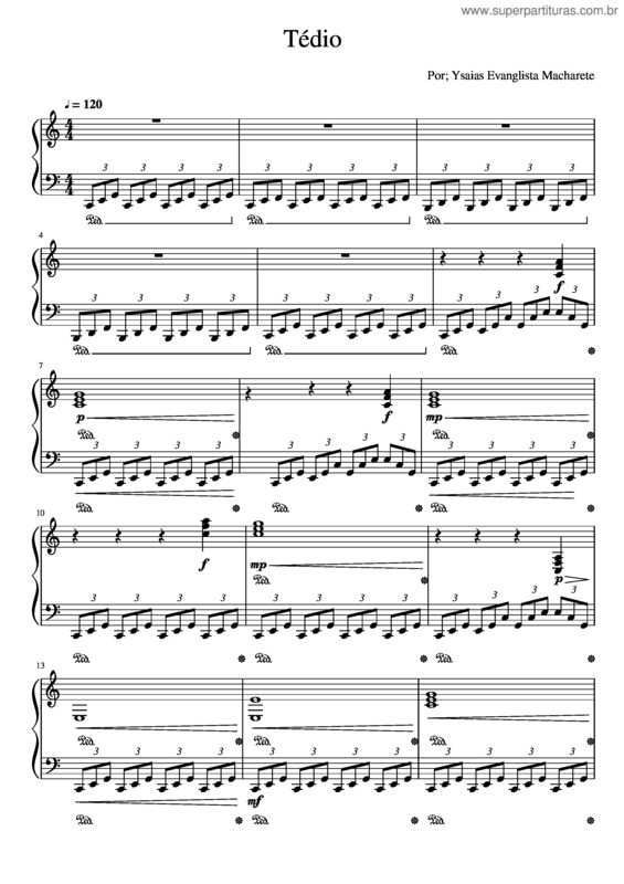 Partitura da música Tédio