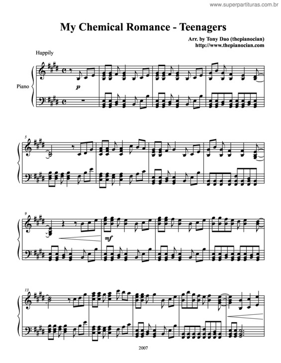 Partitura da música Teenagers