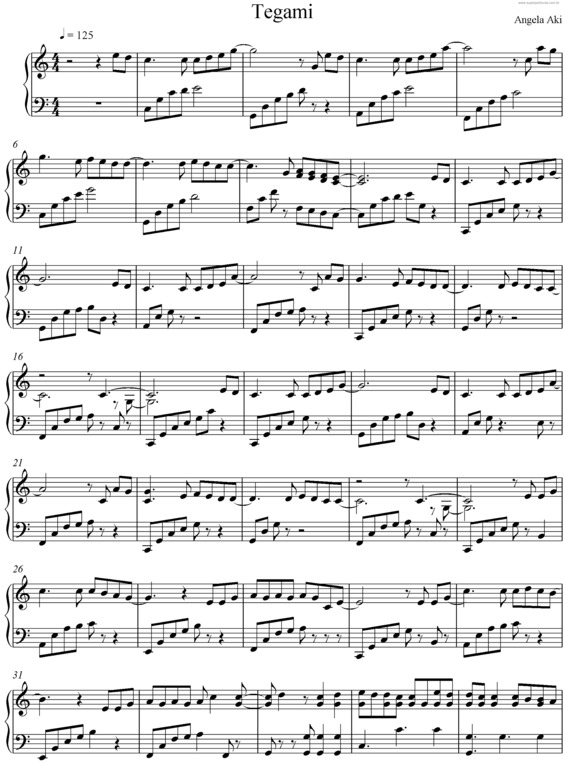 Partitura da música Tegami v.2