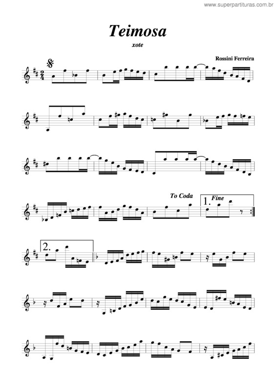 Partitura da música Teimosa