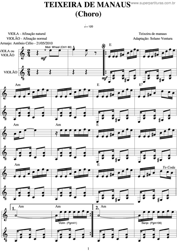 Partitura da música Teixeira De Manaus v.3