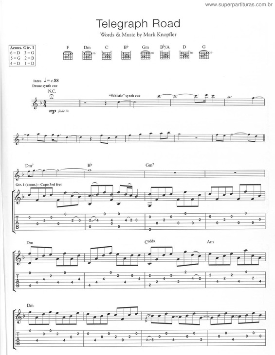 Partitura da música Telegraph Road v.2