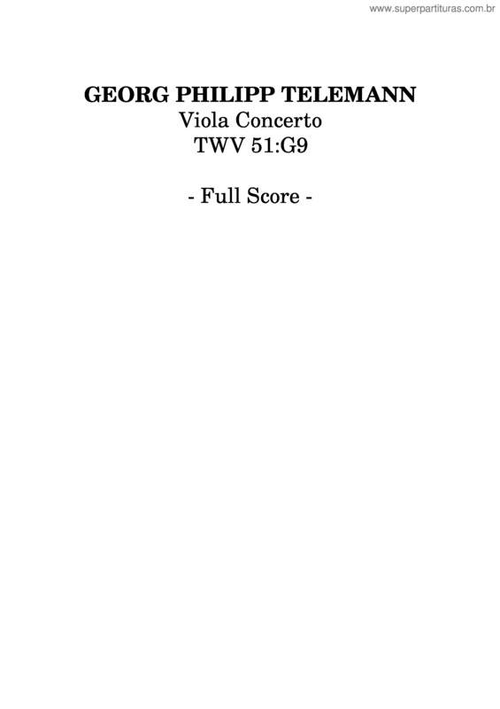 Partitura da música Telemann – Viola Concerto, Twv 51:G9