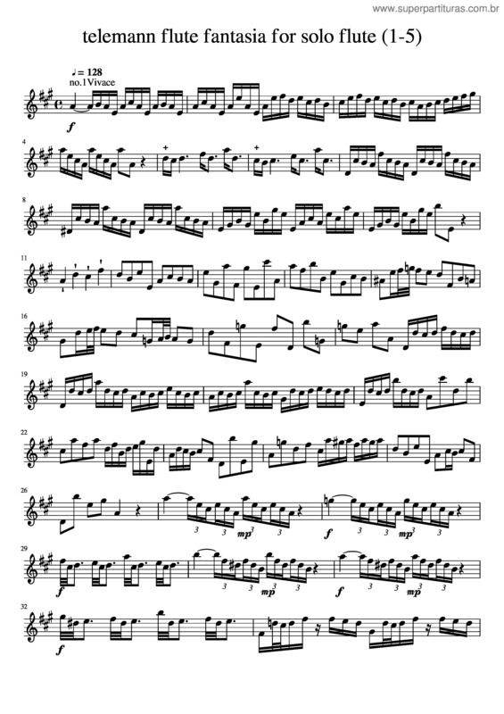 Partitura da música Telemann Flute Fantasia For Solo Flute