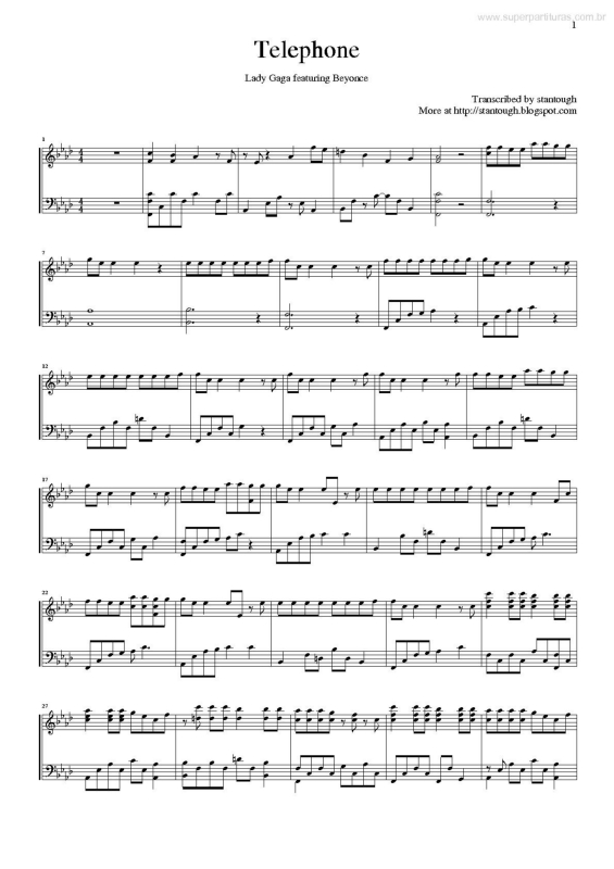 Partitura da música Telephone