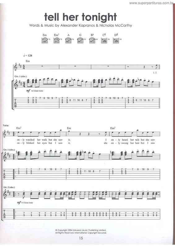 Partitura da música Tell her tonight