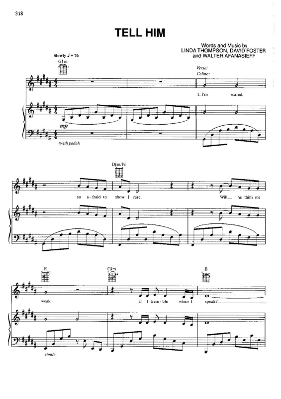 Partitura da música Tell Him v.2