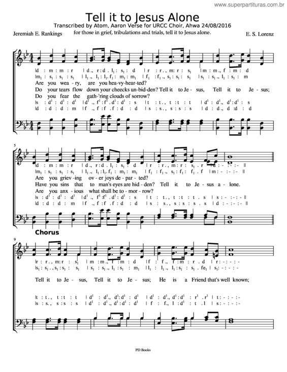 Partitura da música Tell It To Jesus Alone