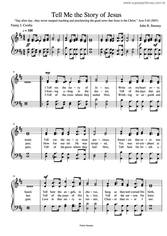Partitura da música Tell Me The Story Of Jesus v.3