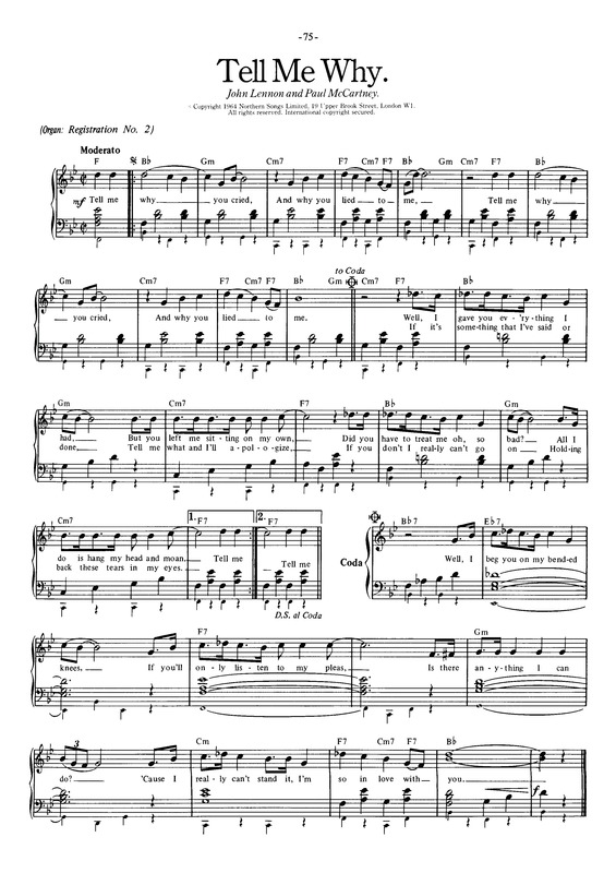 Partitura da música Tell Me Why