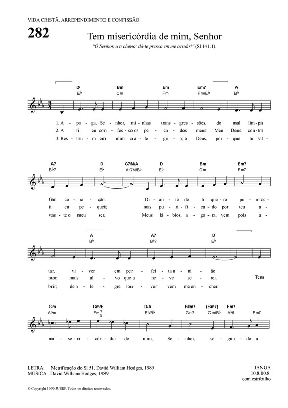 Partitura da música Tem Misericórdia De Mim, Senhor