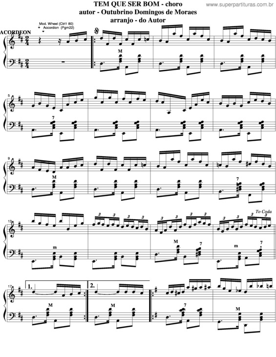 Partitura da música Tem Que Ser Bom v.3