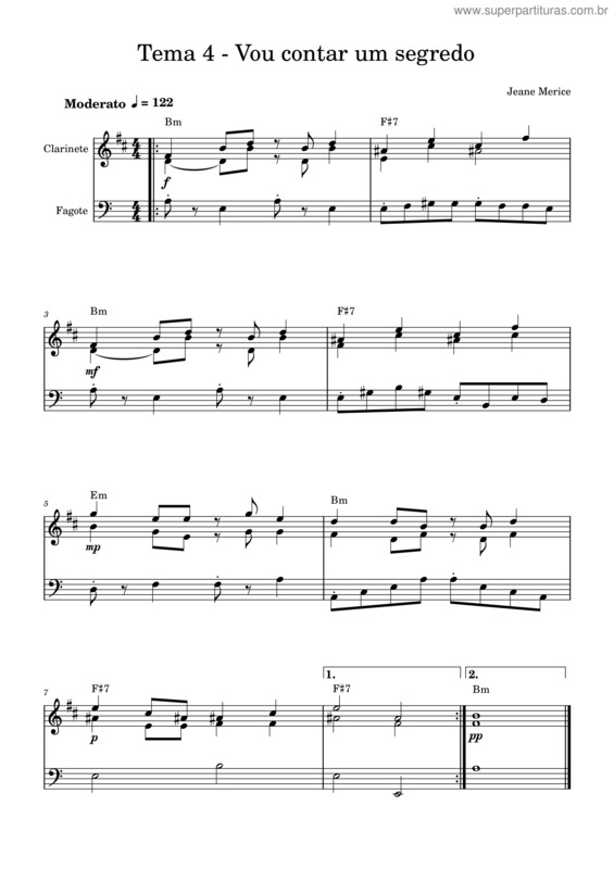 Partitura da música Tema–4–Vou Contar Um Segredo–Jeane Merice v.2