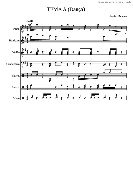 Partitura da música Tema A