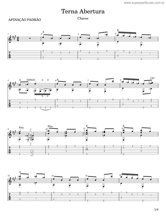 Partitura da música Tema Abertura