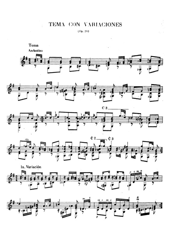 Partitura da música Tema Con Variaciones