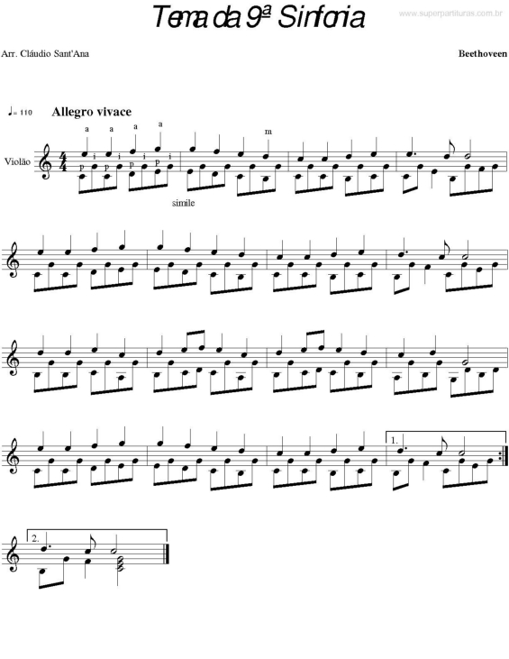 Partitura da música Tema Da 9a Sinfonia