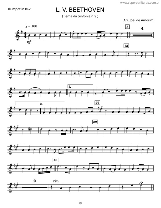 Partitura da música Tema Da Sinfonia N.9 – L. V. Beethoven v.10
