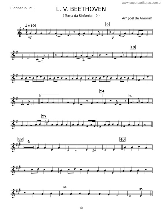 Partitura da música Tema Da Sinfonia N.9 – L. V. Beethoven v.11