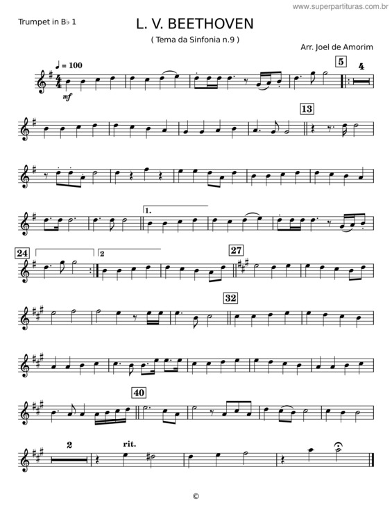 Partitura da música Tema Da Sinfonia N.9 – L. V. Beethoven v.12