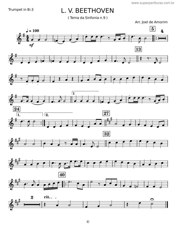Partitura da música Tema Da Sinfonia N.9 – L. V. Beethoven v.14
