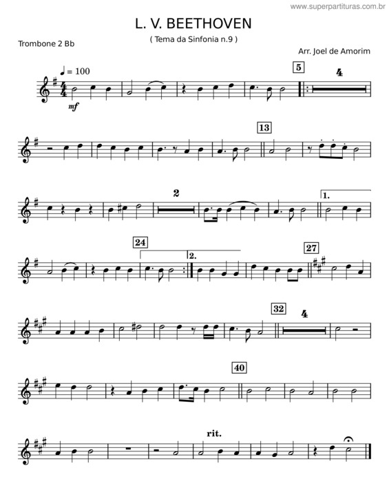 Partitura da música Tema Da Sinfonia N.9 – L. V. Beethoven v.15
