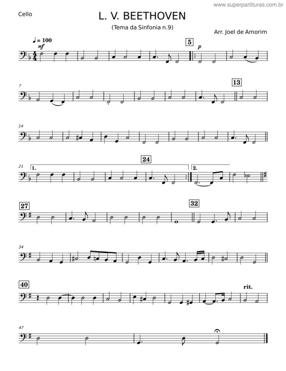 Partitura da música Tema Da Sinfonia N.9 – L. V. Beethoven v.16