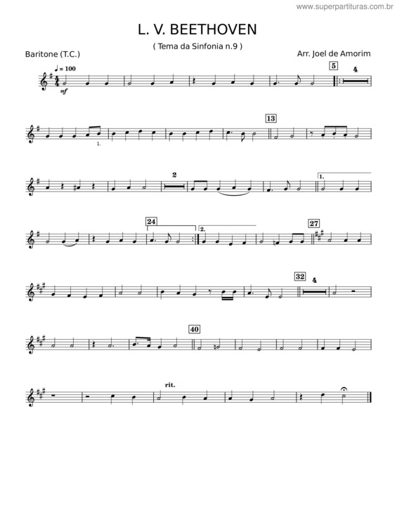 Partitura da música Tema Da Sinfonia N.9 – L. V. Beethoven v.17