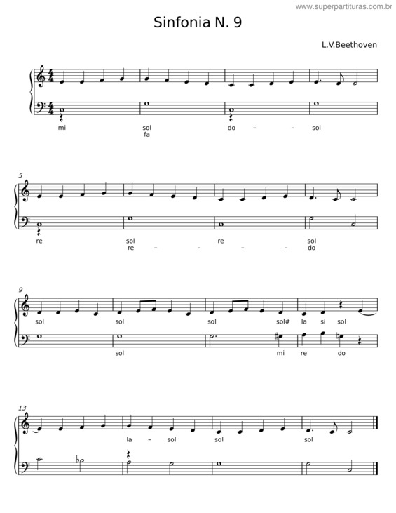 Partitura da música Tema Da Sinfonia N.9 – L. V. Beethoven v.3