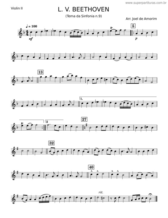 Partitura da música Tema Da Sinfonia N.9 – L. V. Beethoven v.4
