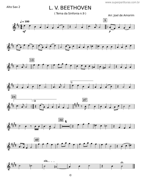 Partitura da música Tema Da Sinfonia N.9 – L. V. Beethoven v.5
