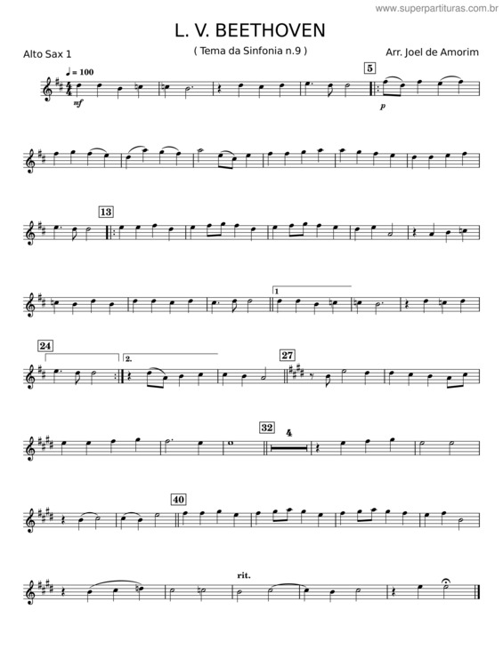 Partitura da música Tema Da Sinfonia N.9 – L. V. Beethoven v.6