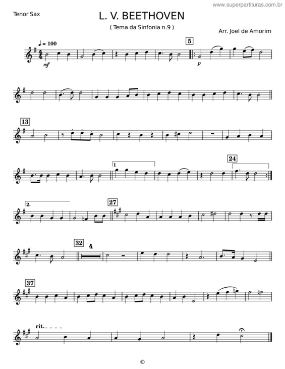 Partitura da música Tema Da Sinfonia N.9 – L. V. Beethoven v.7
