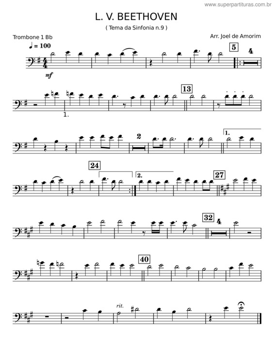 Partitura da música Tema Da Sinfonia N.9 – L. V. Beethoven v.8