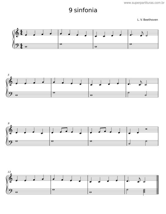 Partitura da música Tema Da Sinfonia N.9 – L. V. Beethoven v.9