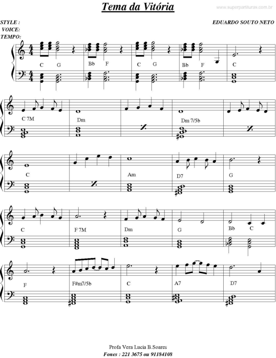 Partitura da música Tema Da Vitória v.2