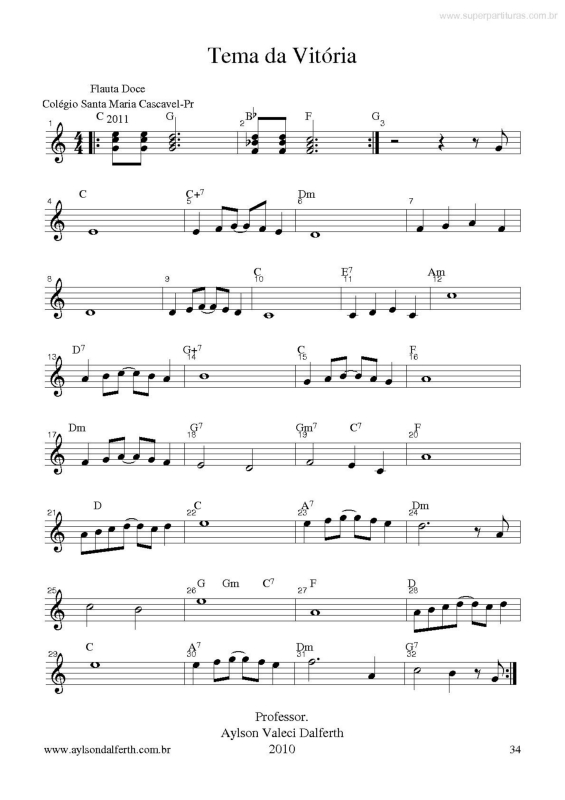 Partitura da música Tema Da Vitória