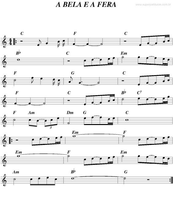 Partitura da música Tema de A Bela E A Fera