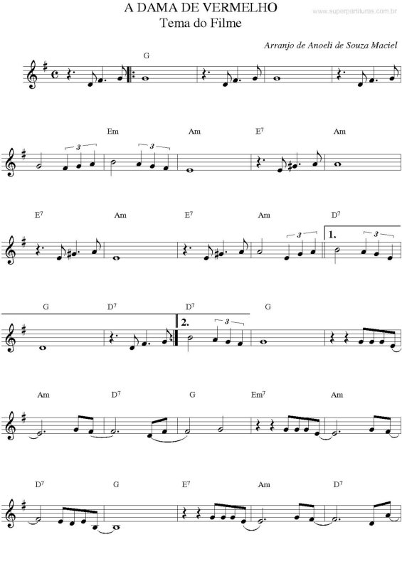 A dama de vermelho – Bruno & Marrone Dama de Vermelho Sheet music for Piano  (Solo) Easy