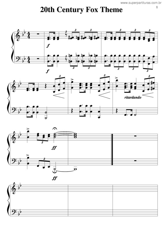 Partitura da música Tema De Abertura Da Fox