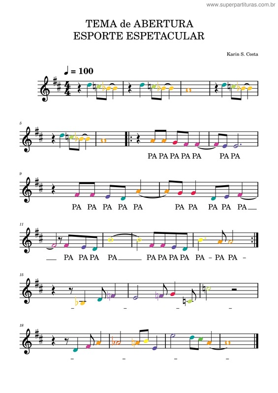 Partitura da música Tema De Abertura Esporte Espetacular