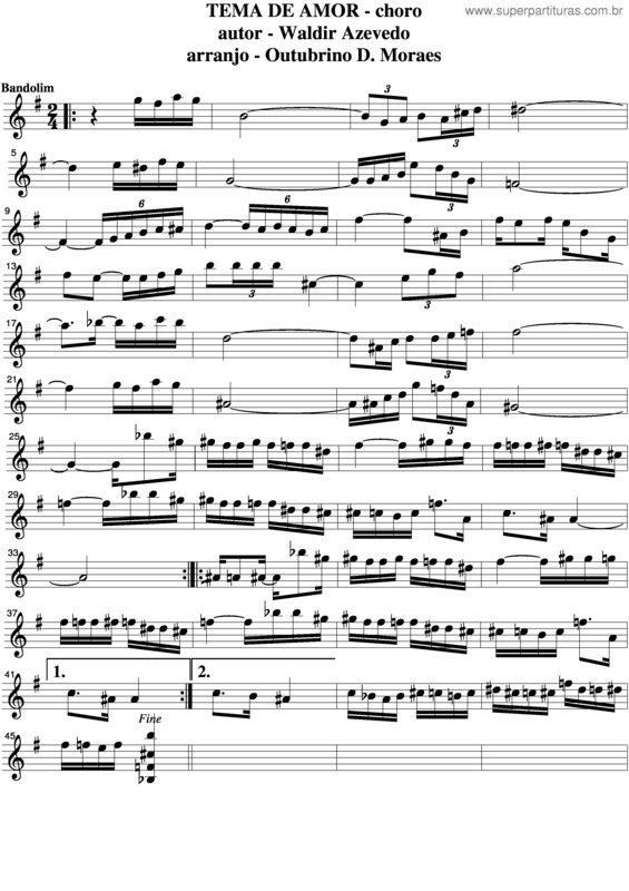 Partitura da música Tema De Amor