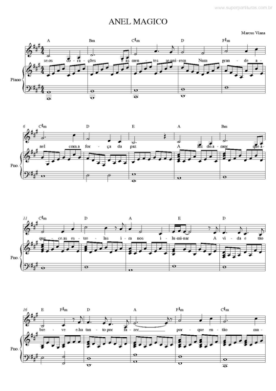 Partitura da música Tema de Anel Mágico v.2