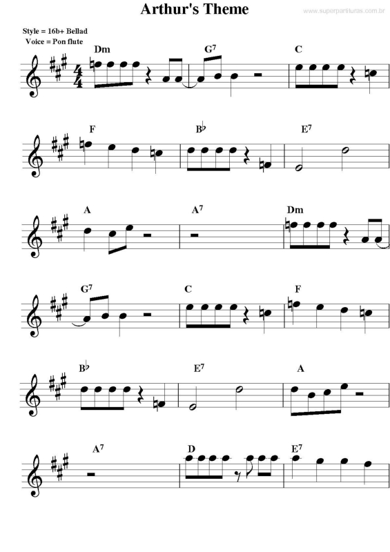 Partitura da música Tema de Artur