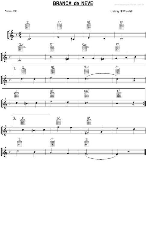 Partitura da música Tema de Branca De Neve